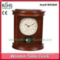 Wood analog quartz decorated table desk clock